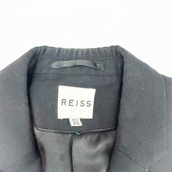 Reiss Black Wool Blazer 1-Button Structured Jacket Size 6 - Picture 2 of 5